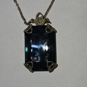 Sorrelli Electric Blue Vintage Pendant Necklace Antique Gold Finish